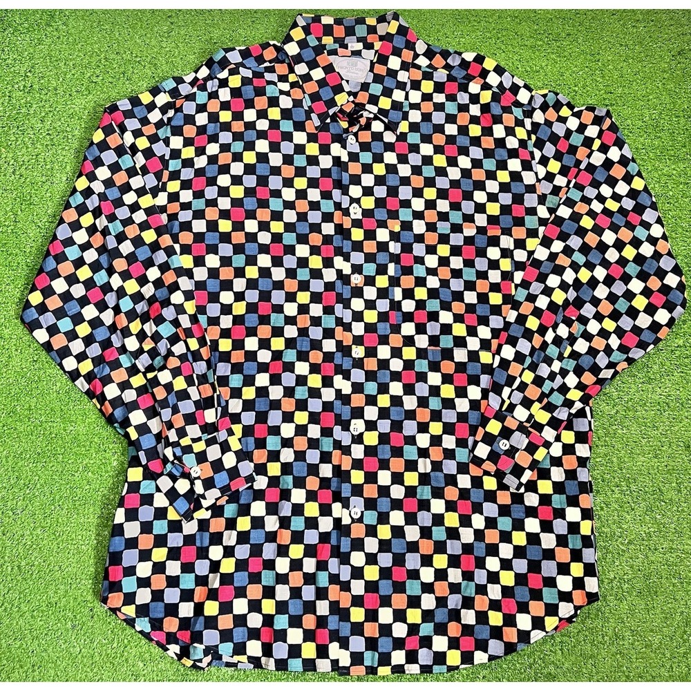 Vintage Pronto Uomo Button Up LG Geometric 3D AOP Vibrant Italian Made Light 80s